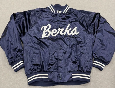 Vintage Augusta Sportswear Jacket Mens Large Navy Berks Satin Varsity Bomber - Image 1 of 4