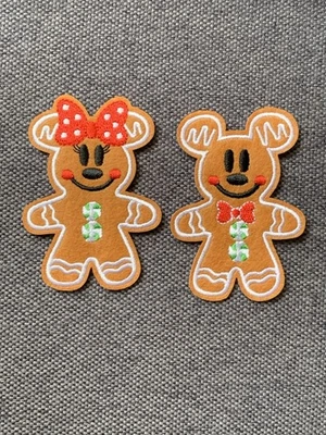 Set Of Mickey & Minnie Mouse Gingerbread Embroidered Iron On Patches—NEW!! - Image 1 of 2