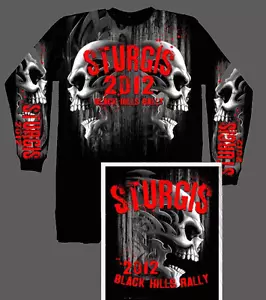 Camisa de motociclista Sturgis Rally Skulls L/S 2012. OK - Imagen 1 de 1