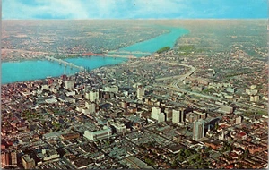Vtg Aerial View of Louisville Ohio River Kentucky KY Chrome Postcard - Picture 1 of 2
