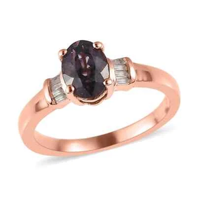 AMAZING!! 1.00ctw Tanzanian Lavender Spinel & Diamond Ring Vermeil Plated Size 6 - Image 1 of 4