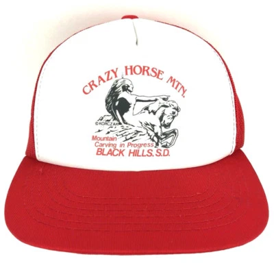 Vintage Crazy Horse Mtn Hat Black Hills SD Cap Logo Snapback Baseball Trucker - Image 1 of 4