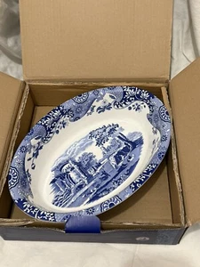 Spode Blue italienische ovale Rand Schale, Porzellan 12,5 Zoll x 8,75 Zoll - blau weiß - Bild 1 von 6