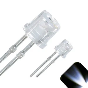 20 x LED 3mm Clear Cool White Ultra Bright Flat Top Wide Angle LEDs Light Car - Picture 1 of 3