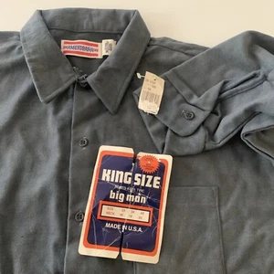 Vintage 80s Americana King Size Work Shirt Men 1X Long Sleeve Button Down NWT - Picture 1 of 12
