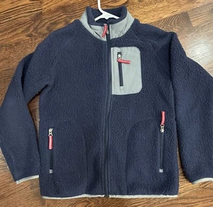 Hanna Andersson Fleece Sherpa Zip Up Jacket Size 150 12 Navy Blue Coat - Picture 1 of 16