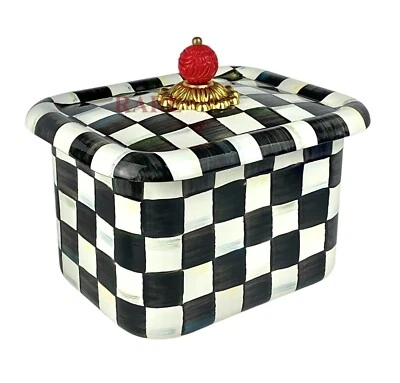 MacKenzie-Childs Courtly Check Enameled  Recipe Box New No Box - Image 1 of 4