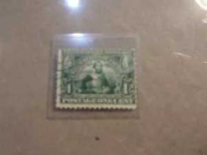 USA Used, 1907 Issue, 1 Cent Jamestown, Wxposition, Green, Scott #328 - Picture 1 of 1