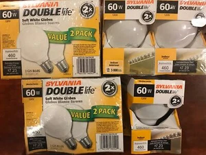 7-Sylvania Double Life 60W Globe Light Bulbs, Soft White,G25 460 Lumens USA!!! - Picture 1 of 4