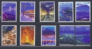 Japan 2015 Japanese Night View Series #1 Complete Used Set 82Y Sc# 3965 a-j - Picture 1 of 1