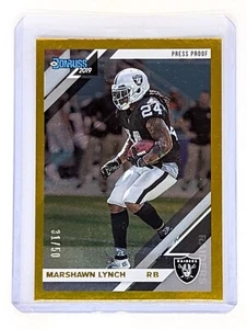 Donruss Press Proof Gold #195 Marshawn Lynch 2019/50 Oakland Raiders - Imagen 1 de 2