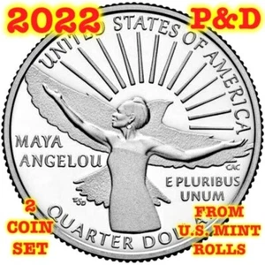 2022 P&D QUARTERS American Women MAYA ANGELOU *2 COINS*From BU Rolls - Picture 1 of 1