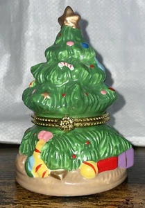 Porzellan 5" Weihnachtsbaum Schmuck/Schmuckkästchen handbemalt Anfang 90er - Bild 1 von 7