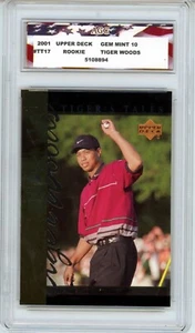 2001 Upper Deck Rookie #TT17 Tiger Woods AGC 10 Gem Mint - Picture 1 of 2