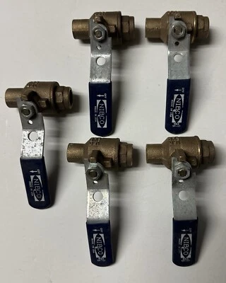 (5) Five Piece Set, NIBCO 1/2" Brass Ball Valve, 150 SWP 600 WOG, New old stock - Image 1 of 4