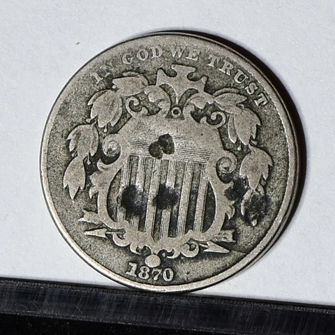 1870 Shield Nickel - AG Details (#42282) Cover