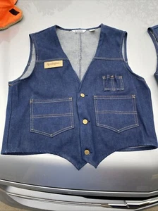 Vintage New Old Stock REMINGTON blue denim hunting Shooting vest sz large USA - Picture 1 of 12