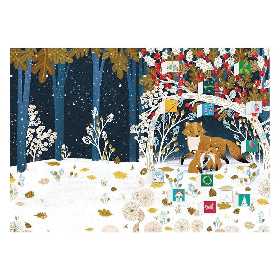 Paw Prints in the Snow Fox Advent Calendar Card + env 170 x 120mm Roger la Borde - Image 1 of 1