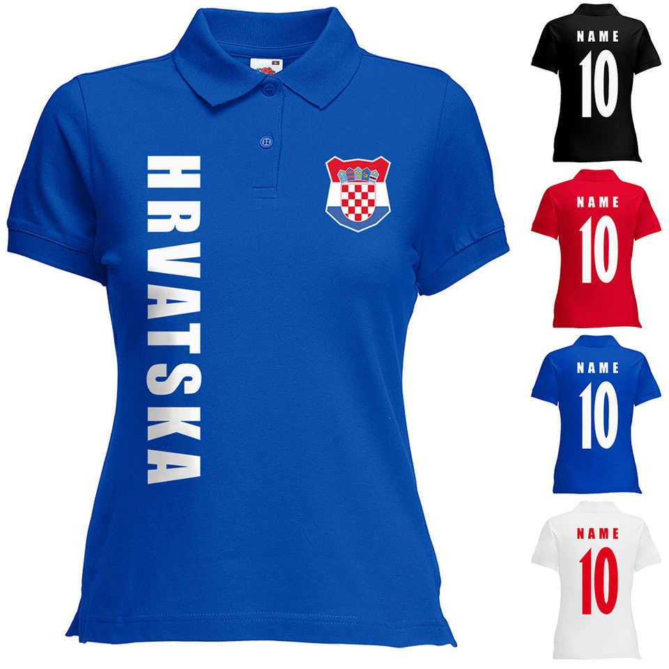 AKYTEX EM 2024 Kroatien Hrvatska Damen Trikot Fanshirt Polo-Shirt Name Nummer