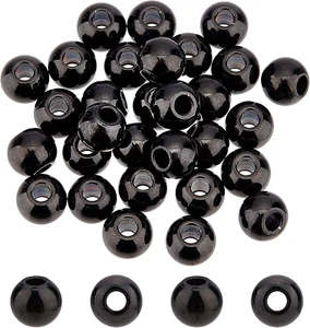 about 30Pcs 8Mm Electrophoresis Black Stainless Steel Loose Beads round Beads Me - Picture 1 of 6