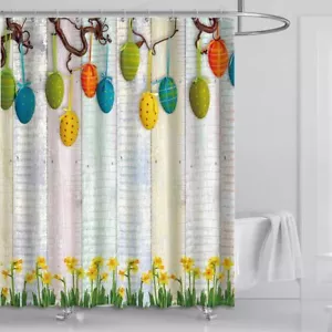 72x72 Inches Happy Easter Colored Wooden Wall Shower Curtain Hanging Easter E... - Picture 1 of 7