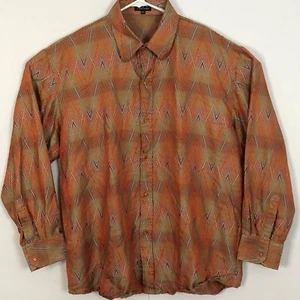 CDS Camisa Couture SIlk Chevron Informal Botones Naranja Mangas Largas Hombres 2XL - Imagen 1 de 9