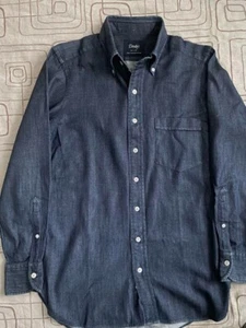 Drake’s London Button Up Indigo Denim Shirt Mens Size 37 - Picture 1 of 8