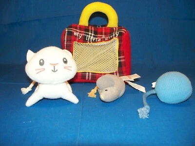 Juguete de peluche Gund Baby My Little Kitty campana sonajero chirrido gatito gato ratón 4 piezas Foto 1 de 4