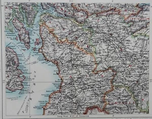 Mapa de Ayrshire, Renfrew, Lanarkshire, Isla de Aran 1896. Estampado victoriano escocés. - Imagen 1 de 6