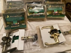 WHOLESALE LOT OF 10 NEW LEVER DOOR HANDLE SETS 5 - POLISHED BRASS 5 - ANT BRASS - Picture 1 of 9