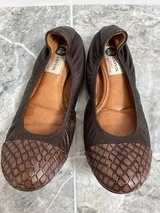 Lanvin Brown Leather Ballet Flats sz 6.5/6 - Picture 1 of 7