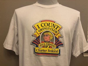 T-shirt federale vintage anni 90 I Count Savings Club Buck Zarmine Charter XL - Foto 1 di 4