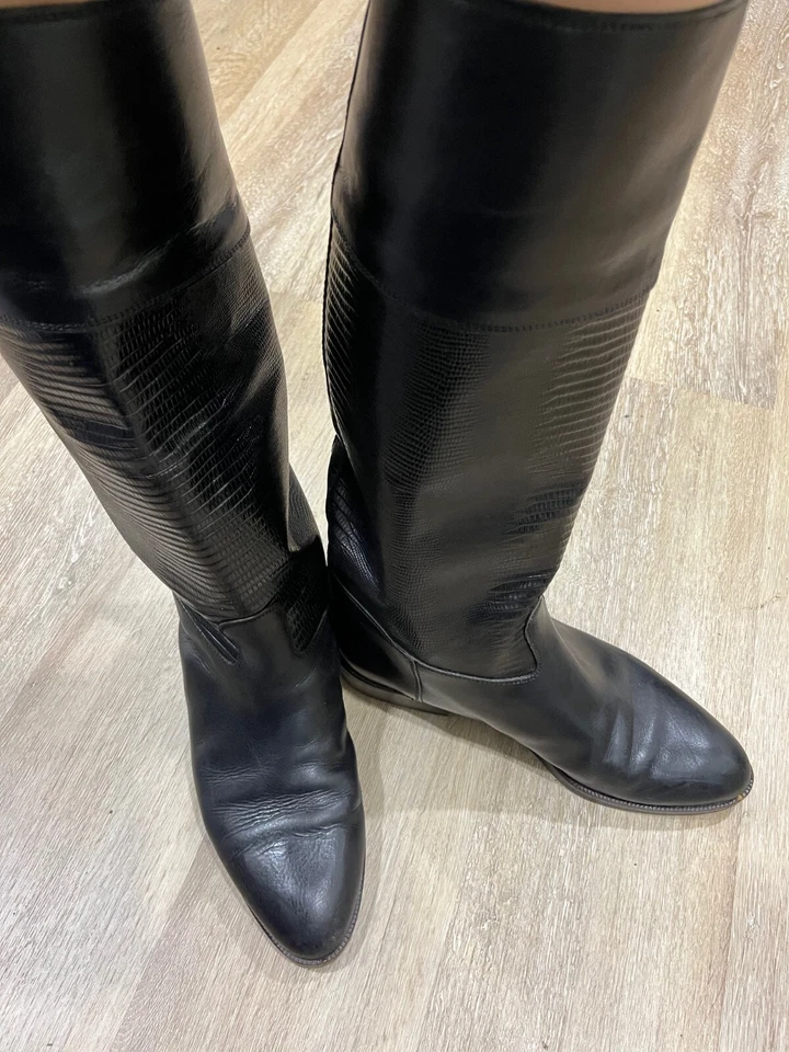 Botas de Montar Joan & David Nero Vintage Cuero Negro Talla 8.5 Italia N Foto 1 de 4