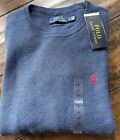 Polo Ralph Lauren Navy Blue Crewneck Cotton Sweater W/ Red Pony Mens S. NWT $110