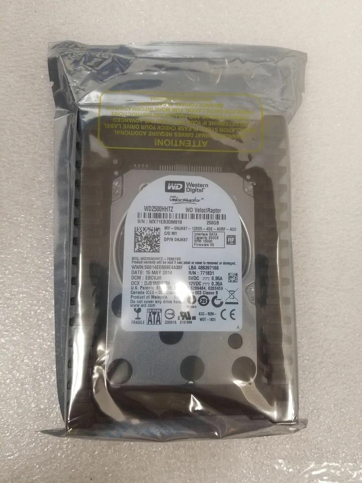 WD2500HHTZ Western Digital VelociRaptor 250GB 10K RPM 64MB SATA 3.5" 0HJK87 WD  - Image 1 of 1