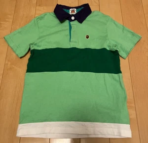 A BATHING APE BAPE KIDS Short sleeve polo shirt 130 green tricolor cotton - Picture 1 of 23