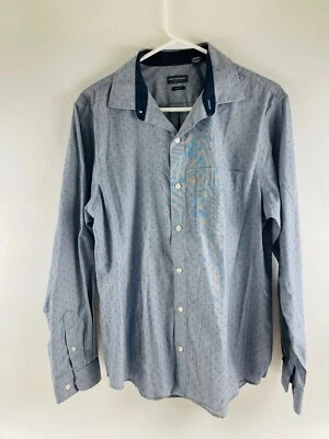 Van Heusen Shirt Men's Size M 15-15.5 Blue Polka Dots Button Up Long Sleeve - Image 1 of 4