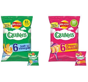 Walkers Quavers Crisps Snacks Prawn Cocktail / Salt & Vinegar 6 Pack Multipacks - Picture 1 of 1