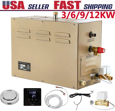 9KW 12KW Commercial Self-Draining Steam Generator Sauna Shower System Bath US - Image 1 of 4