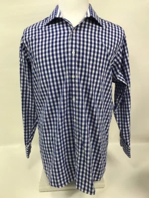Izod Long Sleeve Button Shirt Classic Fit Mens 16-16.5 32 Blue White Check Plaid - Image 1 of 4