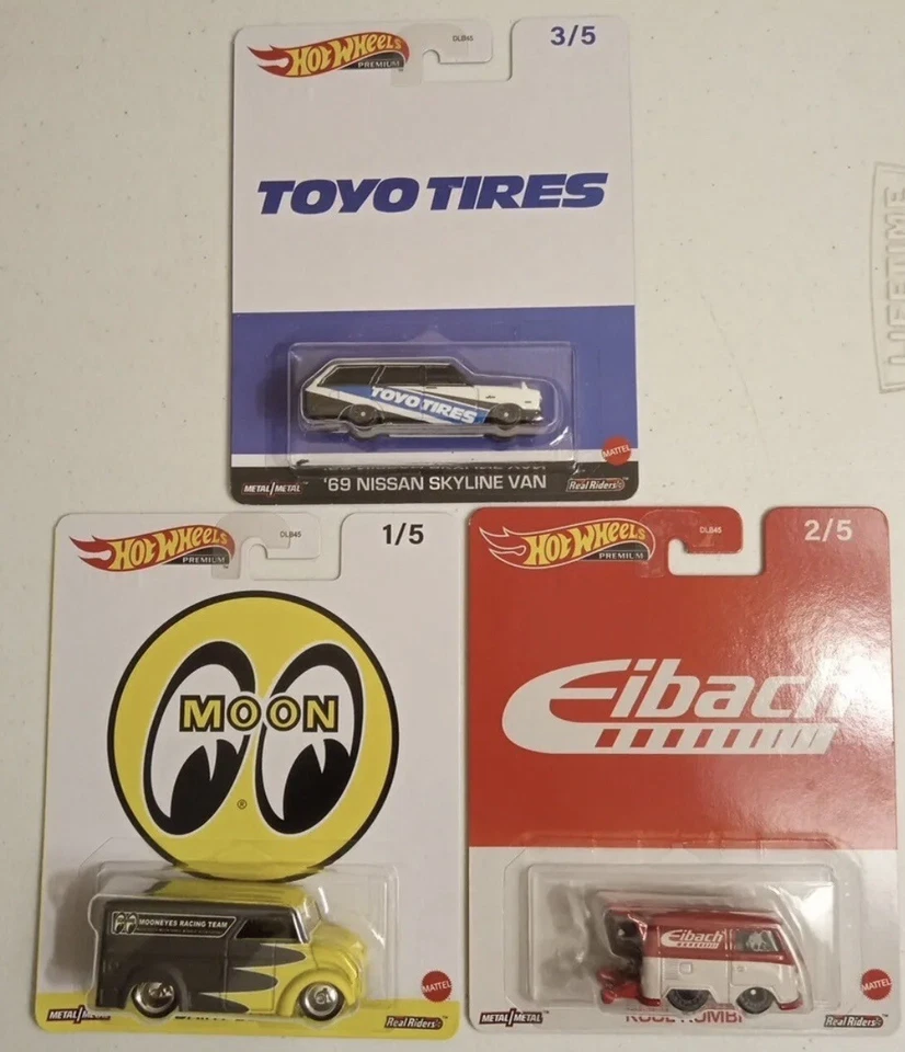 2023 Hot Wheels Premium Eibach Kool Kombi, Moon Eyes Dairy & ‘69 Skyline Toyo - Image 1 of 1