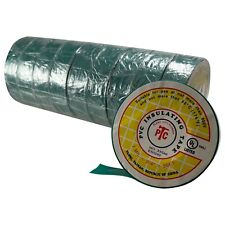 10 Rolls Green PVC Insulated Electrical Tape - 3/4" x 50' FT x 7 MILL UL Listed