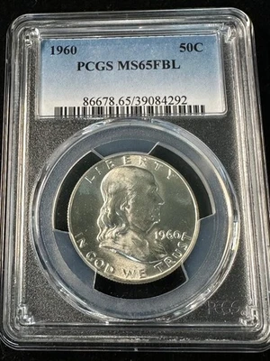 1960 Franklin Half Dollar PCGS MS65FBL   MS 65 FBL   Full Bell Lines   #4292 - Image 1 of 2