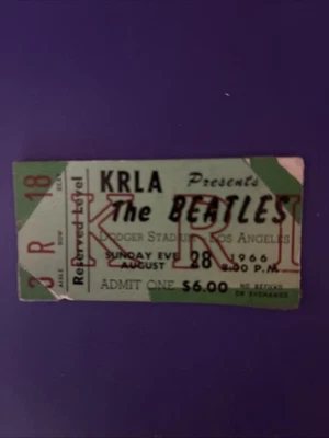The Beatles KRLA  presents - dodger Stadium Los Angeles ticket stub 1966 - Image 1 of 2