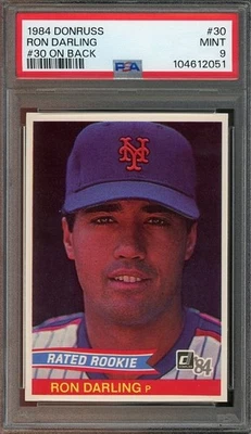 1984 Donruss #30 Ron Darling 完好 #30 背面 PSA 9 纽约大都会队 2051 — 第 1/2 张图片