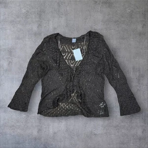 Braun Häkel Strick Cardigan UK 14 Mohair Mischung ausgestellte Ärmel Y2K Neu TU - Bild 1 von 9