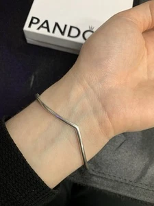 Pandora Wishbone Sterling Silver bangle Bracelet Size 2 Medium - Picture 1 of 6
