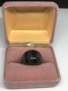 Acryl Boho Lucite schwarz und braun gestreift Grafik Ring Größe 6 - Bild 1 von 6