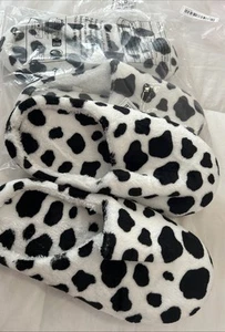 Women’s Cozy Cow Print Slippers Size 42-43 (8-8.5) New AZ-18407 - Picture 1 of 4