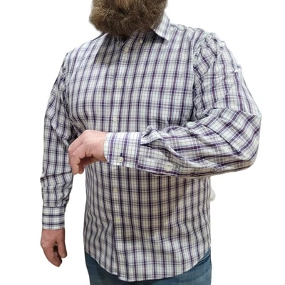 Camisa de vestir a cuadros Izod para hombre 16,5 34/35 blanca azul gris roja botones a cuadros oficina Foto 1 de 4